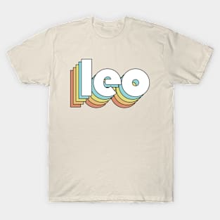 Leo - Retro Rainbow Typography Faded Style T-Shirt